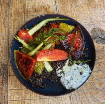 Photo d'un plat vu du dessus